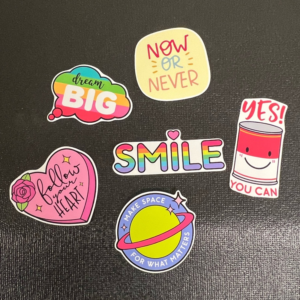 Colorful Positive Vibes Sticker Set - Rainbow Smile + Motivational Designs